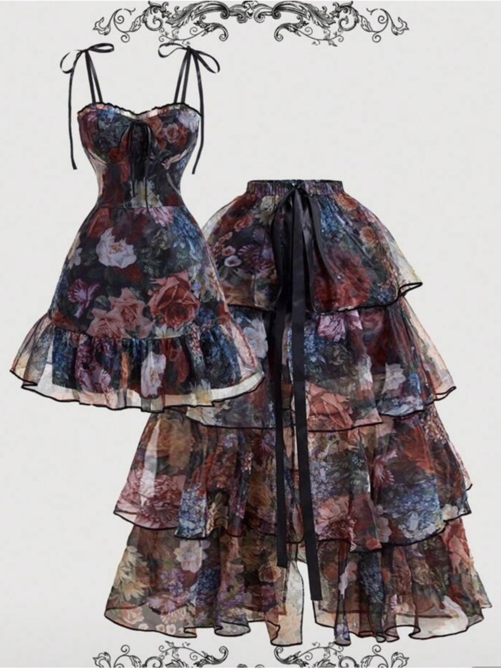Floral Tiered Skirt